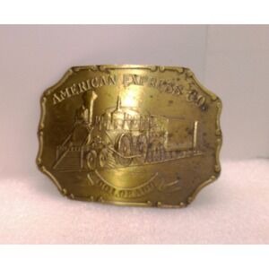 Vintage LEWIS BUCKLES American Express Co Colorado Train Brass Belt Buckle